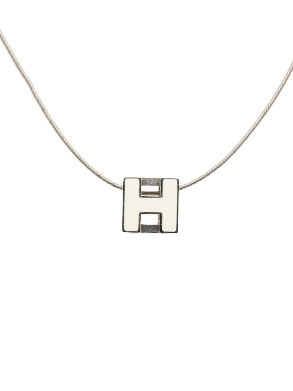 Hermès Pre-Owned 2000-2010 Palladium Plated Enamel Cage dH Cube Necklace costume necklace - Silber