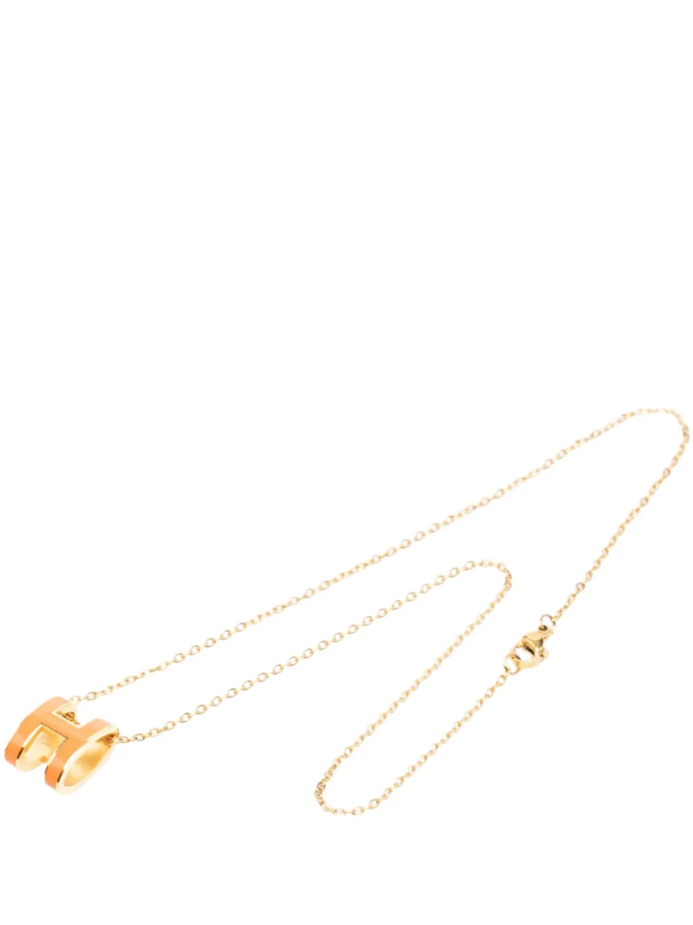 Hermès Pre-Owned 2000-2026 Gold Plated Enamel Pop H Pendant Necklace costume necklace
