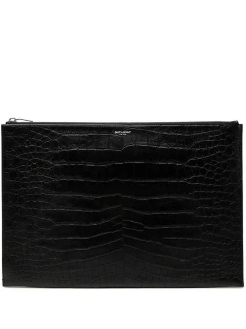 Saint Laurent Pre-Owned 2016 Croc Embossed Leather Document Holder clutch bag