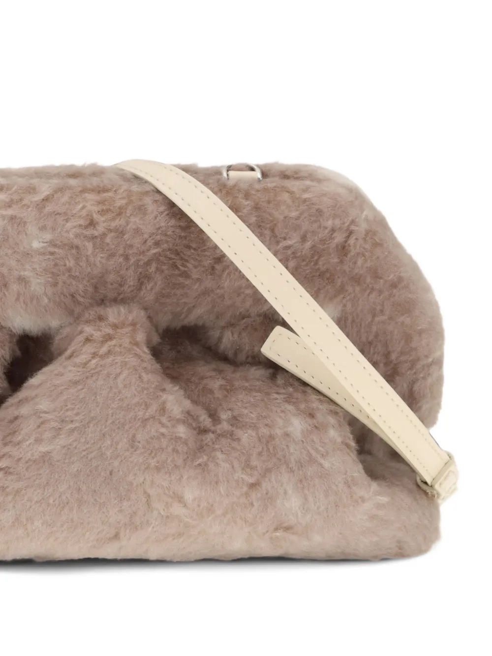 Themoirè medium Bios faux-fur clutch bag Beige