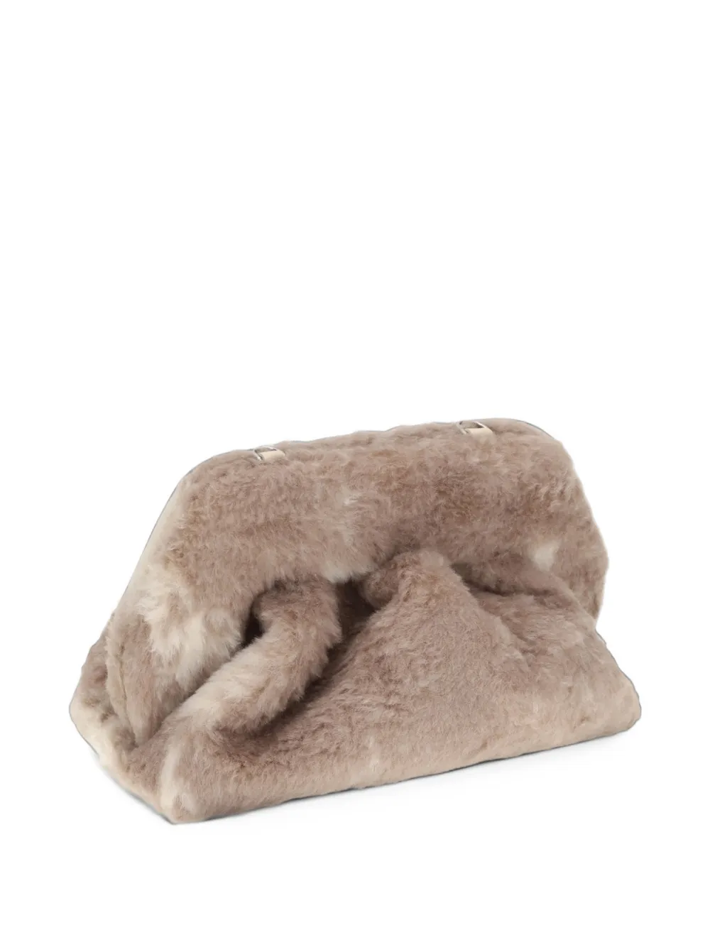 Themoirè medium Bios faux-fur clutch bag Beige