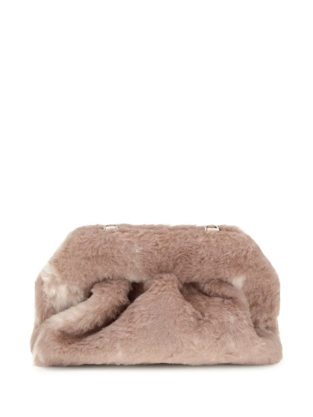Themoirè Medium Bios clutch van imitatiebont Beige