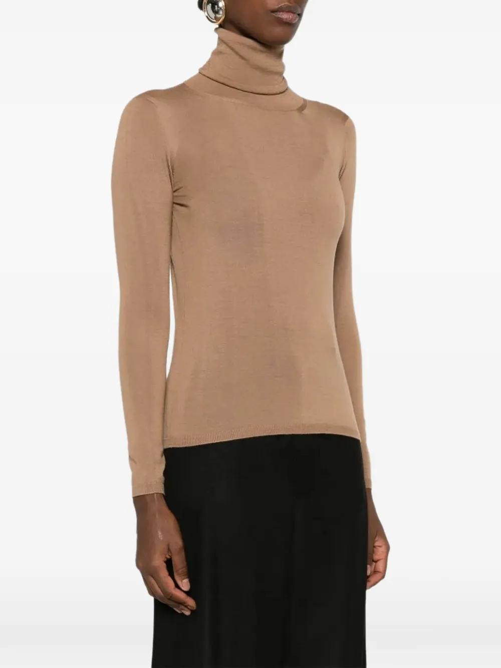 Max Mara roll-neck long-sleeve sweater Beige