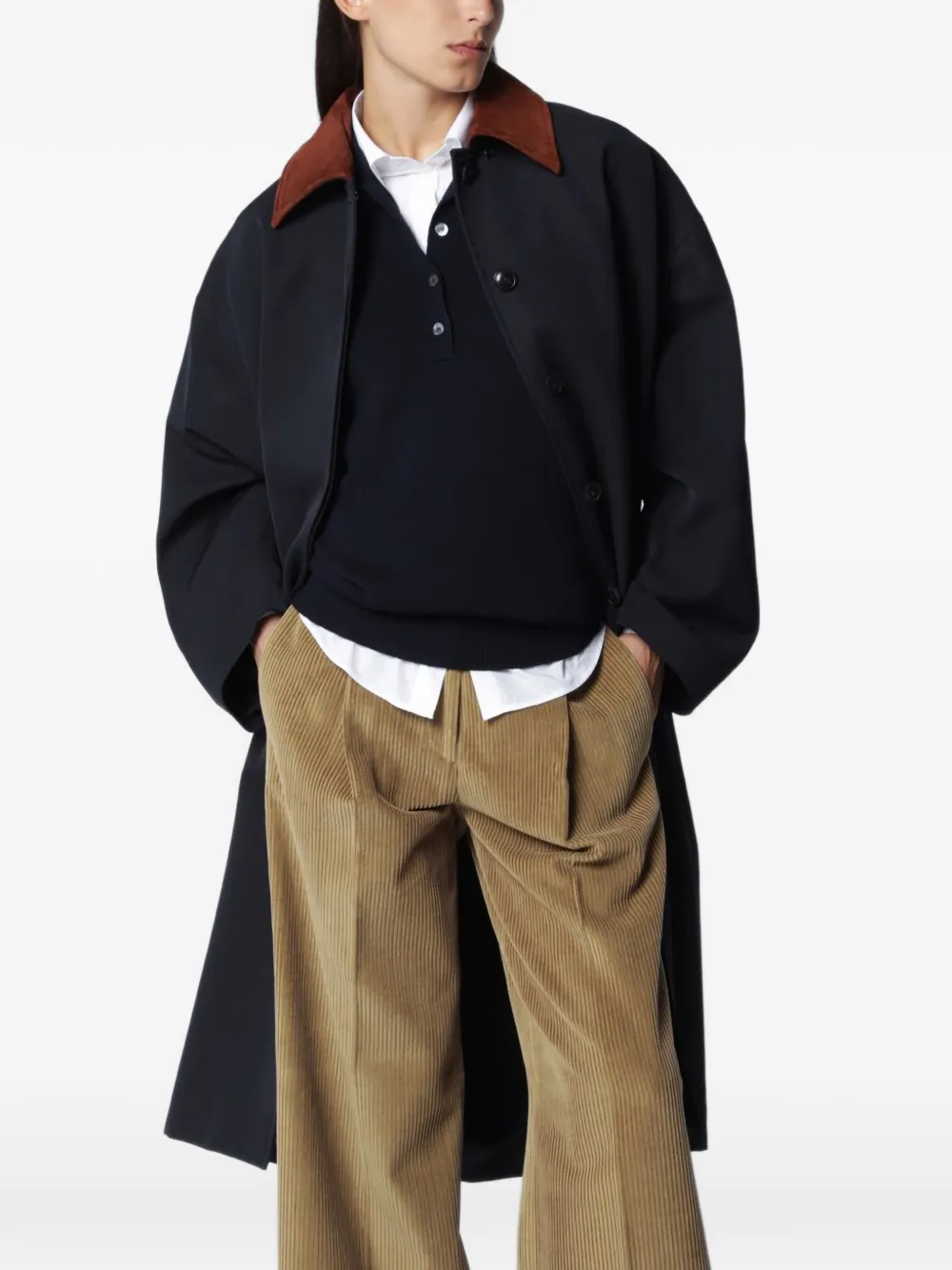 Róhe collar oversized coat - Blau