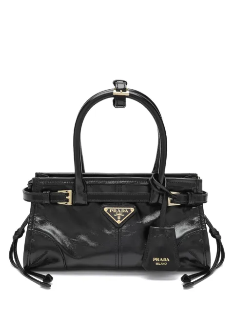Prada logo-plaque buckled tote bag