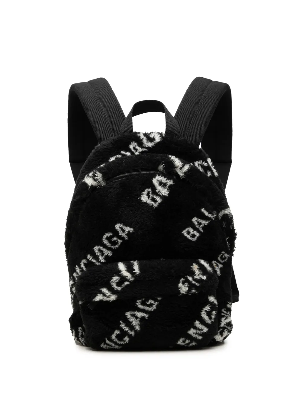 Balenciaga Pre-Owned 2000-2026 Small Faux Fur Diagonal Logo Everyday backpack - Schwarz