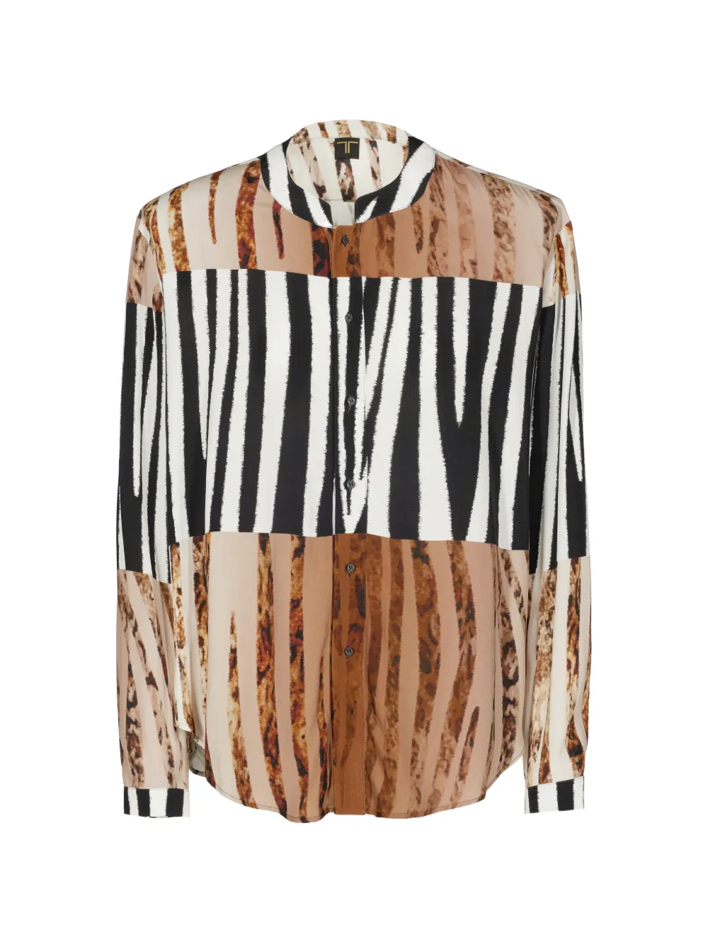 Tessitura Camicia con colletto alla coreana - Marrone