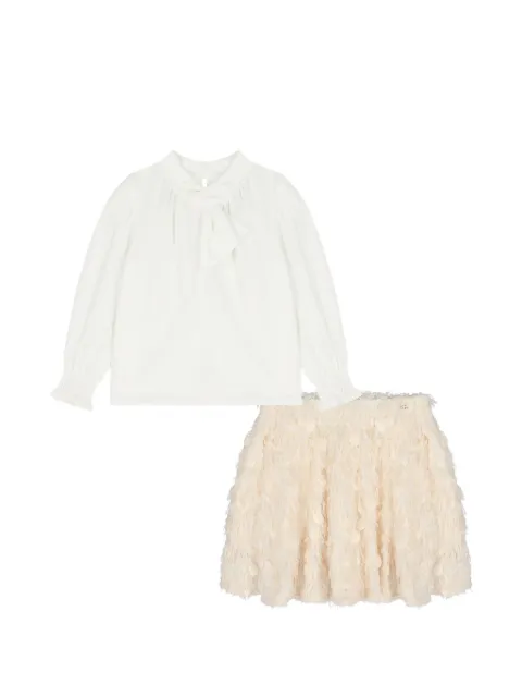 Abel & Lula sequin-embellished ruffled blouse and skirt set