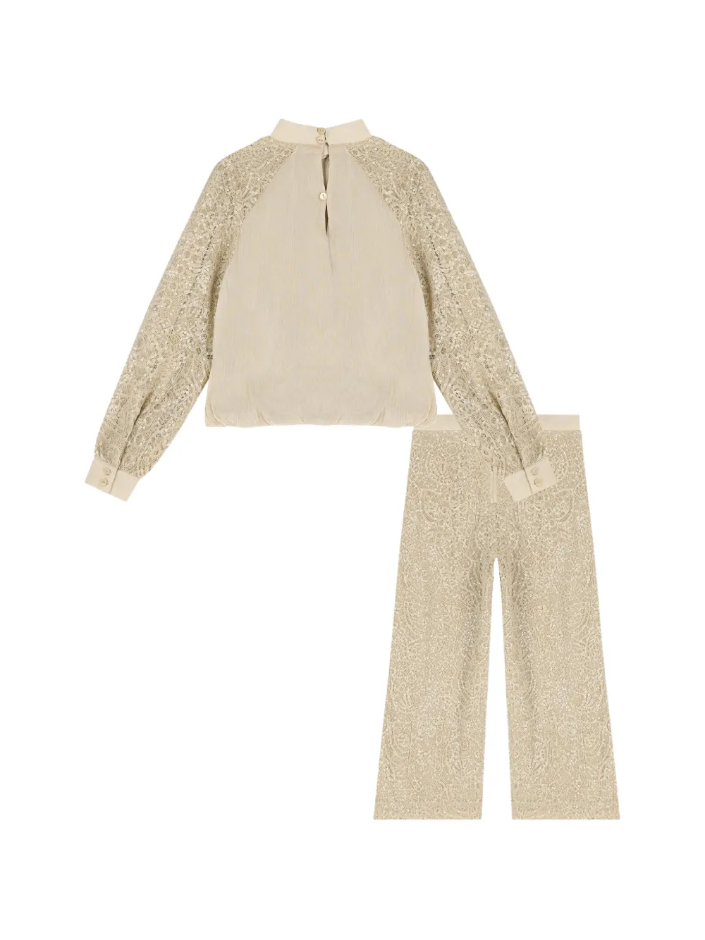 Abel & Lula Blouse en broek verfraaid met pailletten Beige