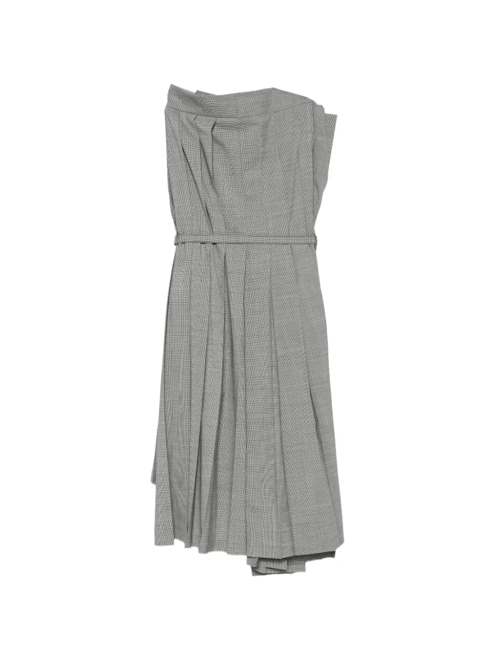 Junya Watanabe Asymmetrische geplooide mini-jurk met ceintuur Zwart