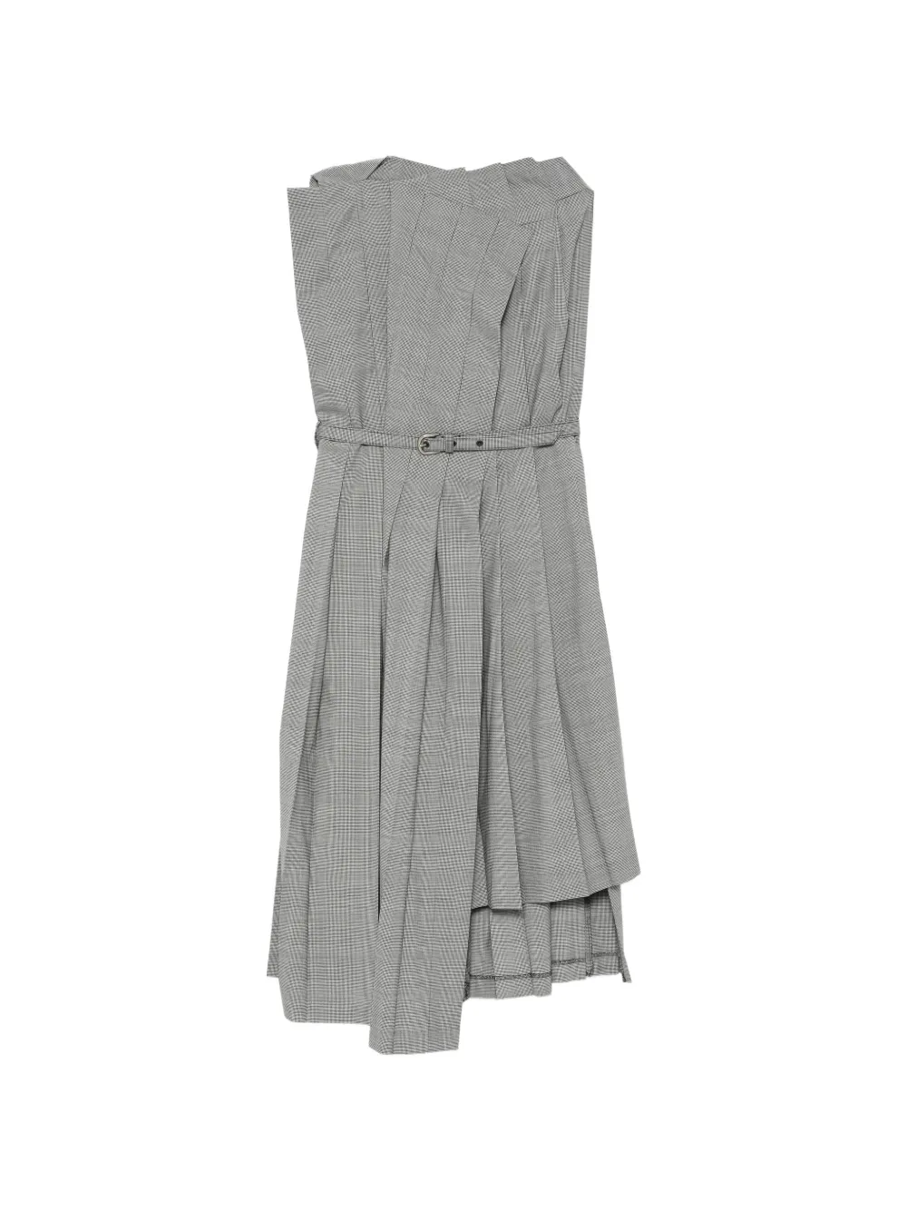 Junya Watanabe Asymmetrische geplooide mini-jurk met ceintuur Zwart