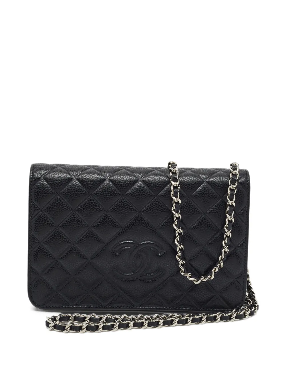 CHANEL Pre-Owned 2016-2017 CC-logo quilted chain wallet - Black