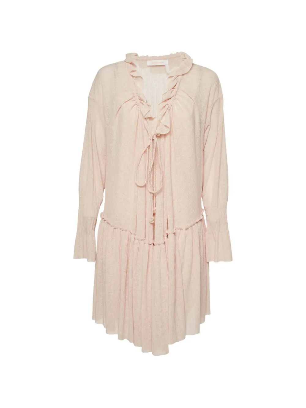 See By Chloé Vintage robe courte volantée à détail de nœud - Rose See By Chloé Vintage robe courte volantée à détail de nœud - Rose