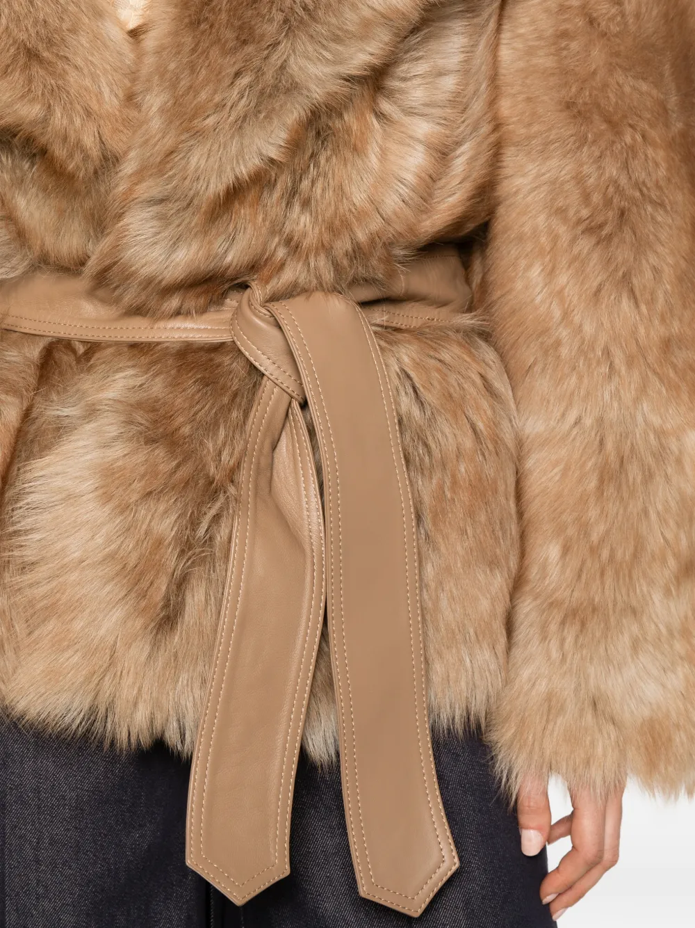 ZIMMERMANN Valiant belted shearling jacket Beige