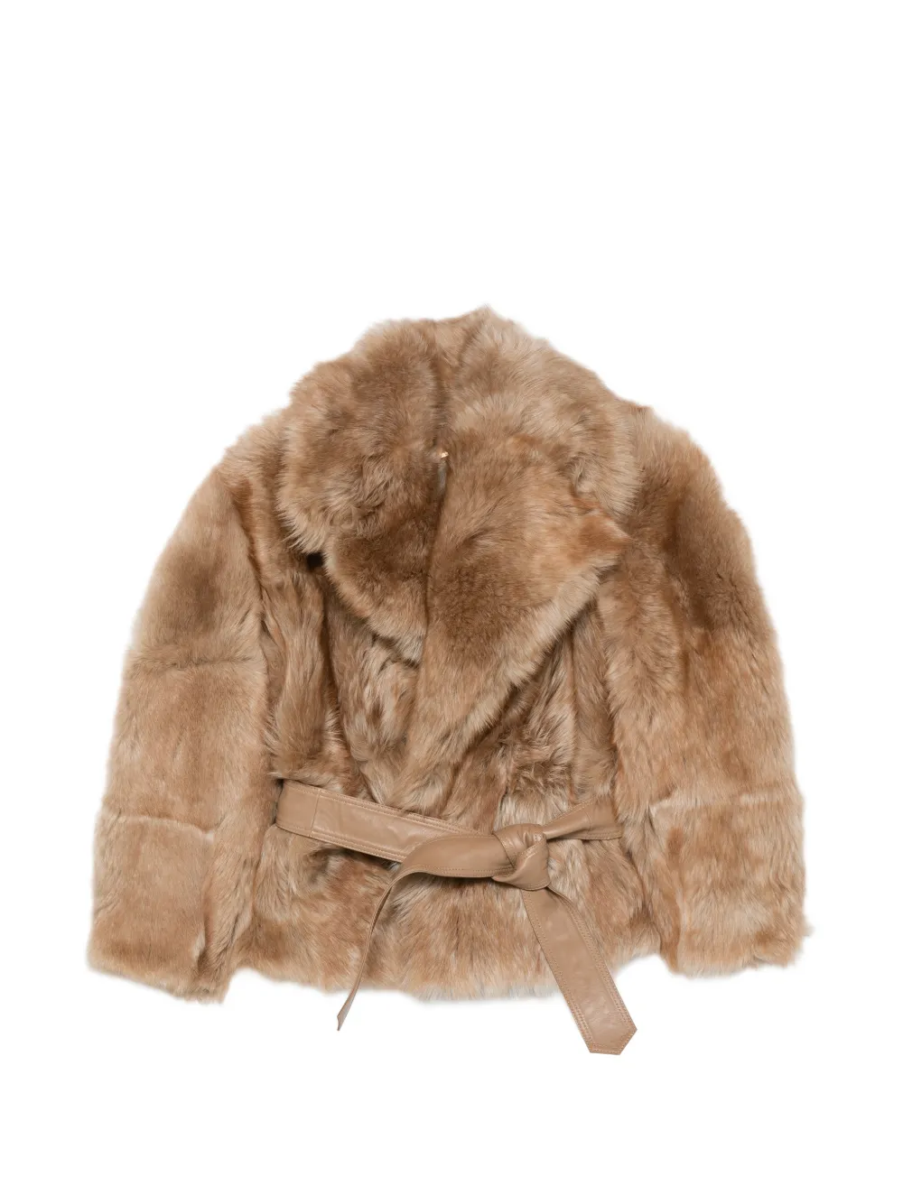Zimmermann Valiant Belted Shearling Jacket In Brown