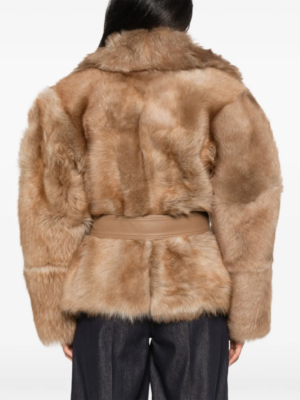 ZIMMERMANN Valiant belted shearling jacket Beige