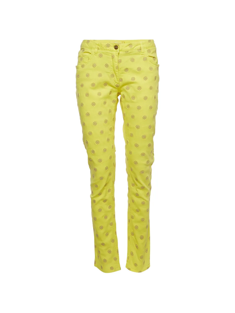 Etro Pre-Owned embroidered slim-fit jeans - Gelb