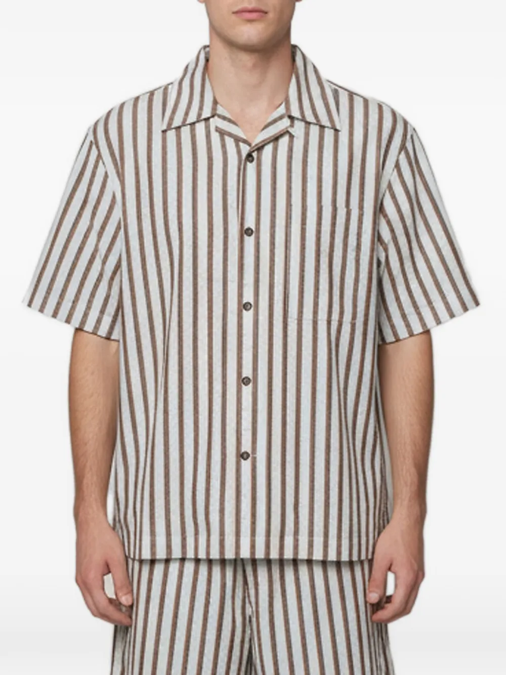 Bottega Veneta Pre-Owned striped shirt and shorts set - Weiß