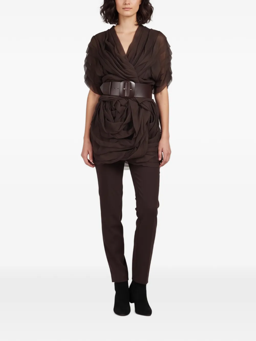Moschino Pre-Owned ruffled belted trousers set - Marrone