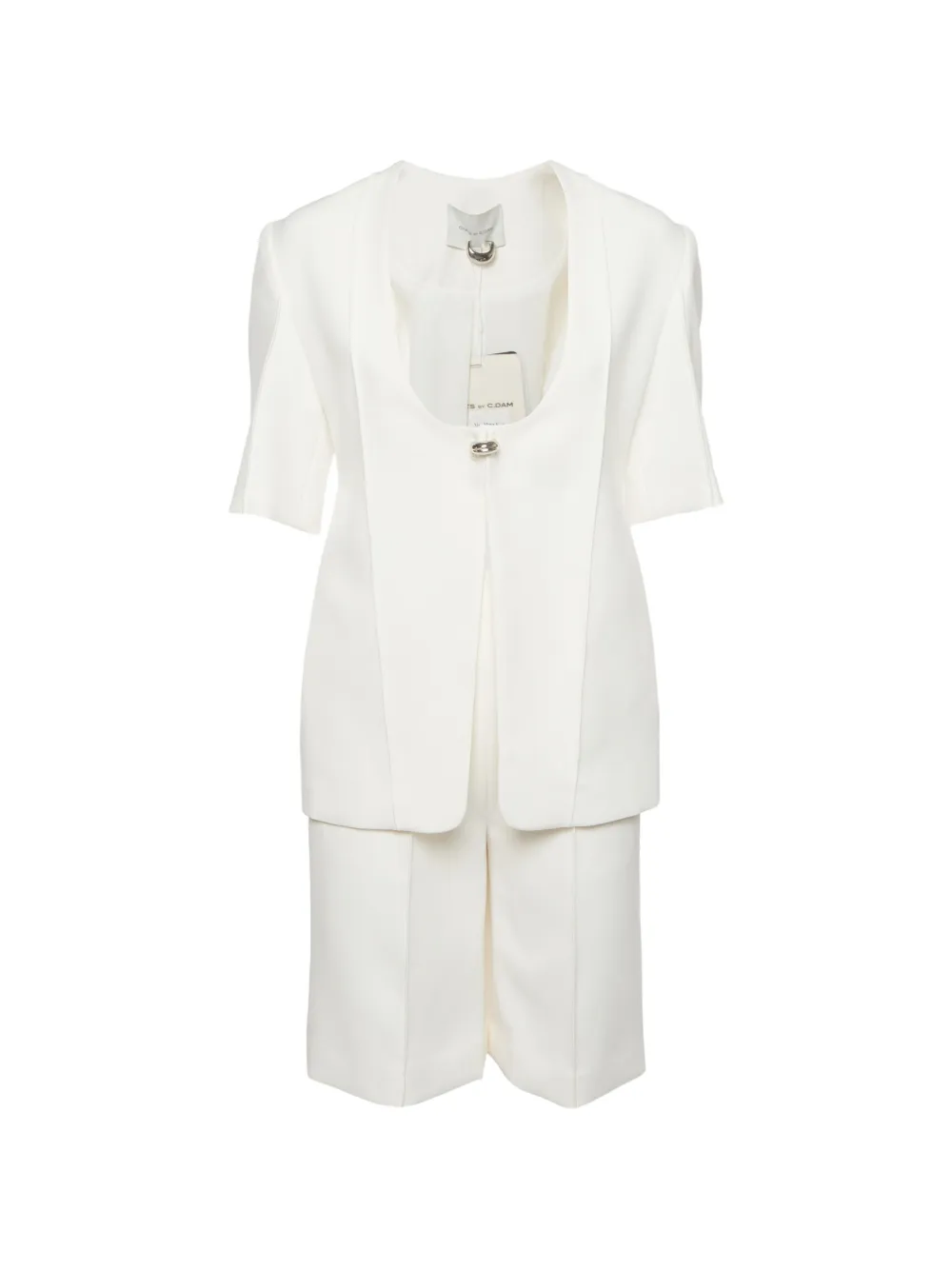 CHATS BY C.DAM Completo gabardine a gamba ampia - Bianco