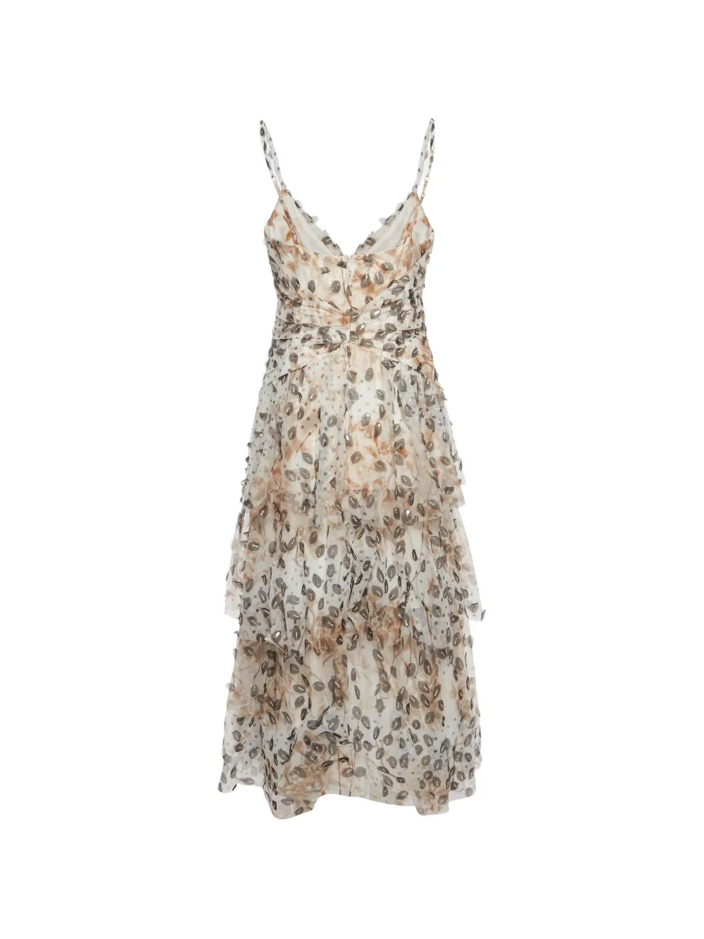 Marchesa Notte robe mi-longue à fleurs - Tons neutres