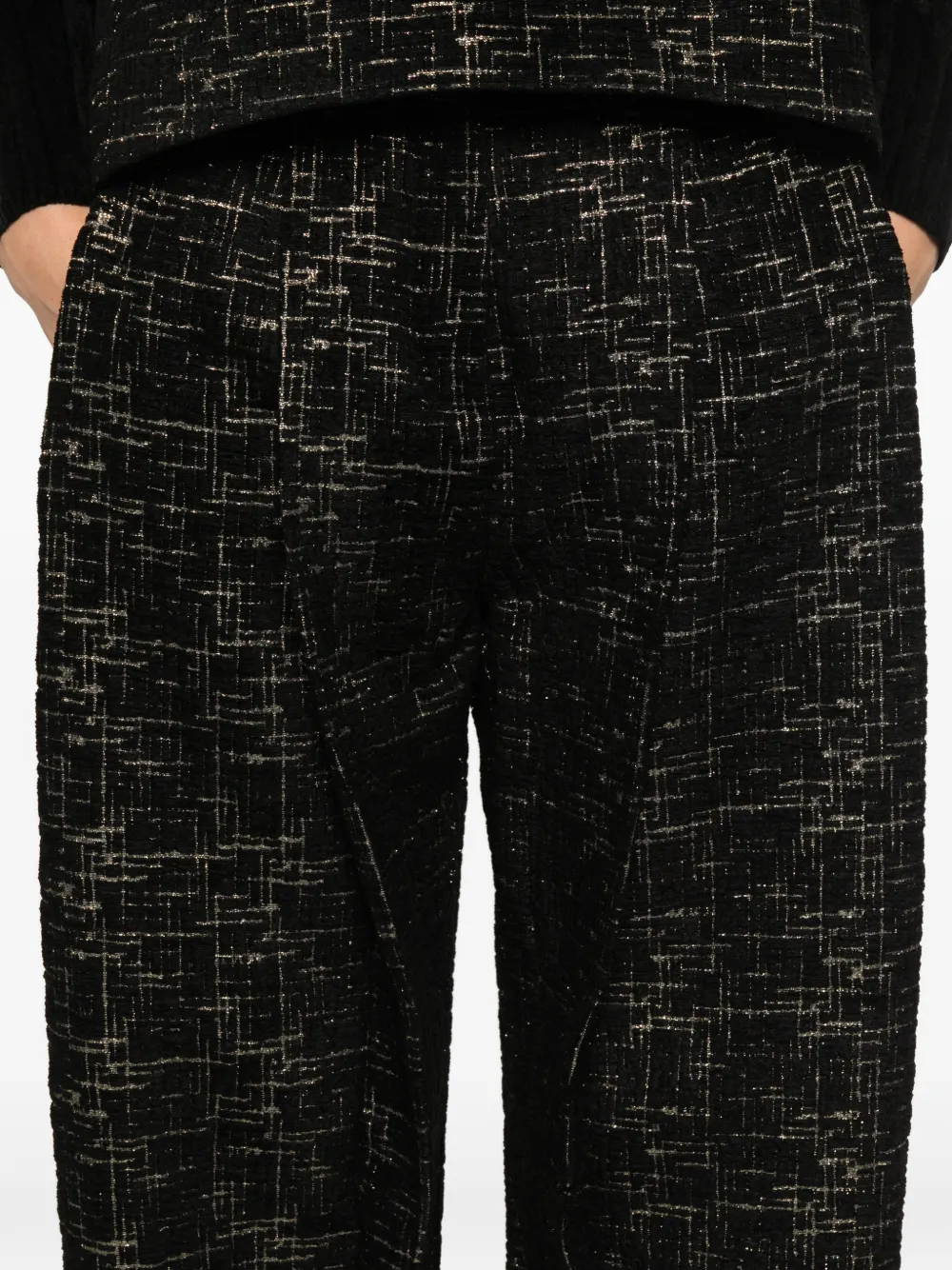 La DoubleJ pleated bouclé-knit trousers Zwart