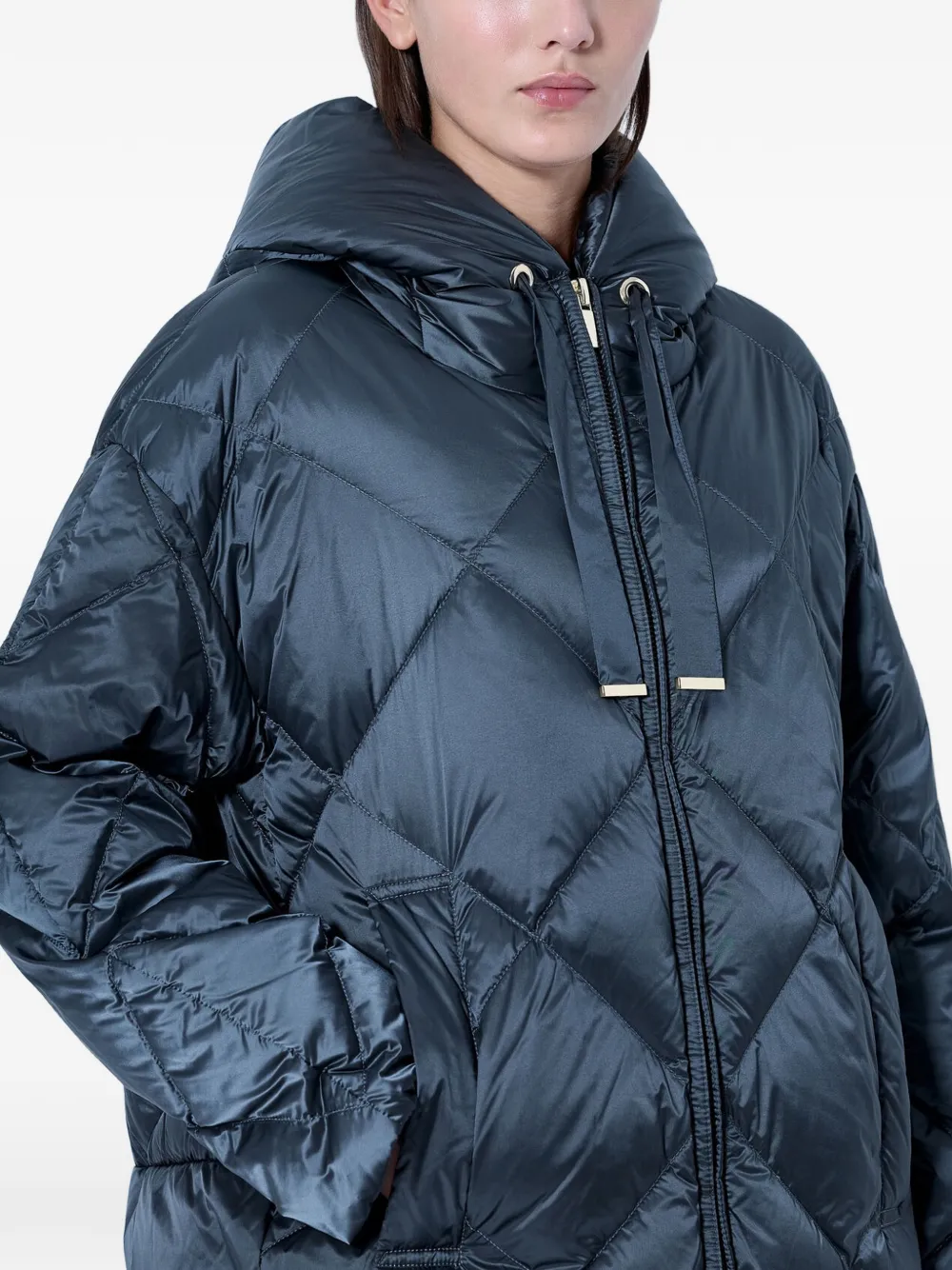 Max Mara quilted hooded coat - Blau