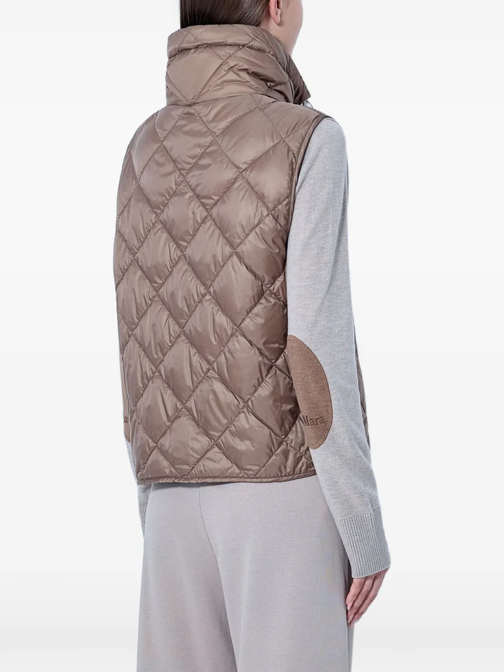 Max Mara Gewatteerde bodywarmer met hoge hals en diamant Bruin