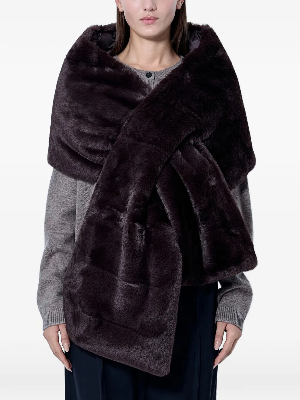 Max Mara plush wrap-around scarf - Brown