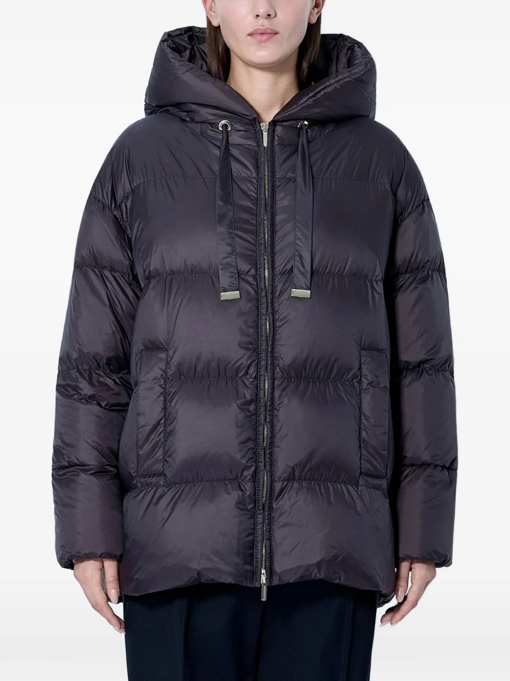 Max Mara hooded drawstring puffer jacket - Blau