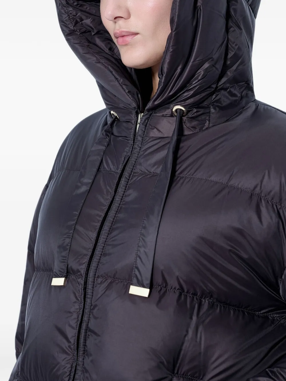 Max Mara Donsjack met capuchon en trekkoord Blauw