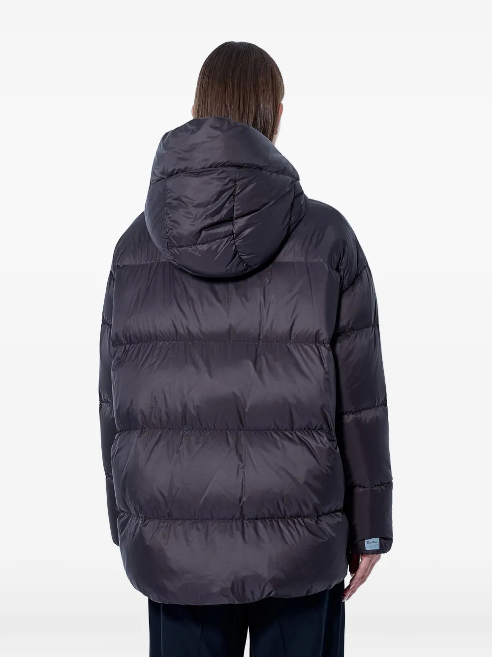 Max Mara Donsjack met capuchon en trekkoord Blauw