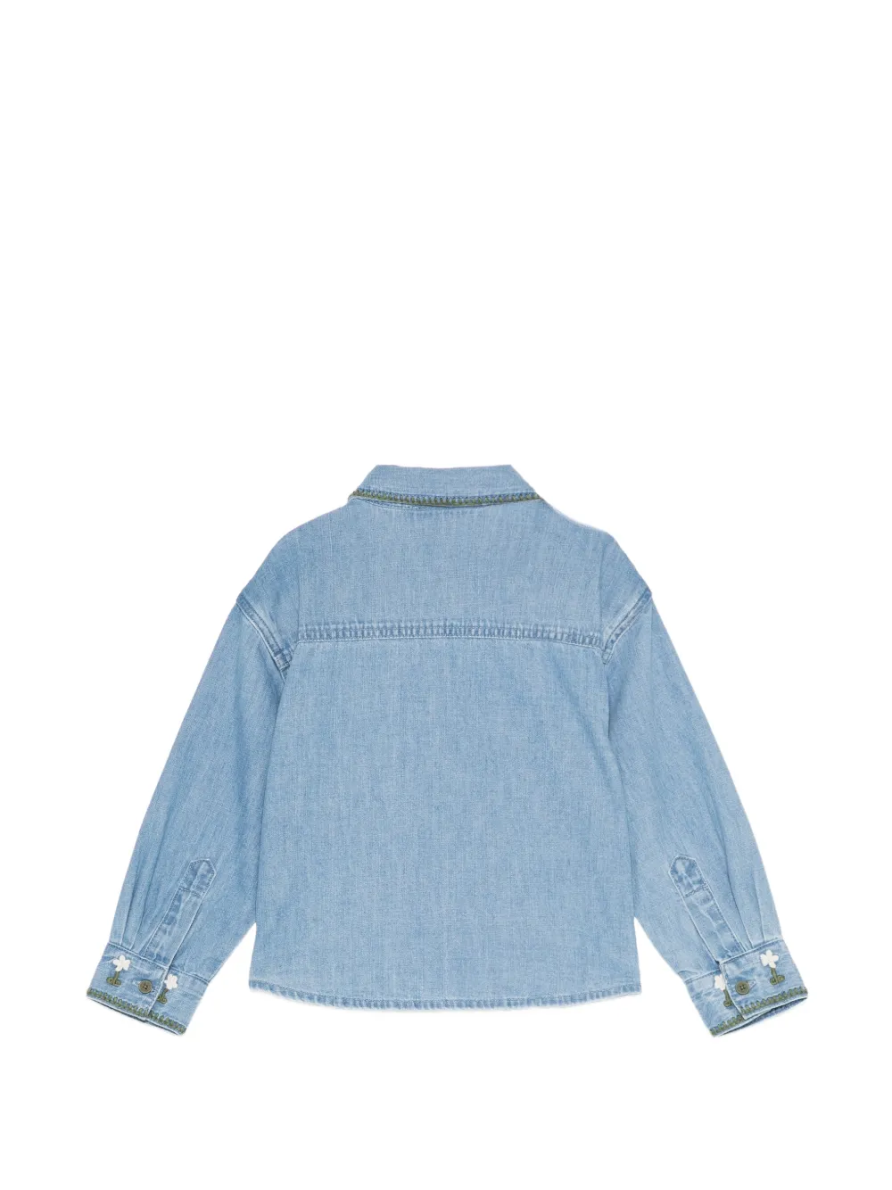 Stella McCartney Kids embroidered denim shirt Blauw