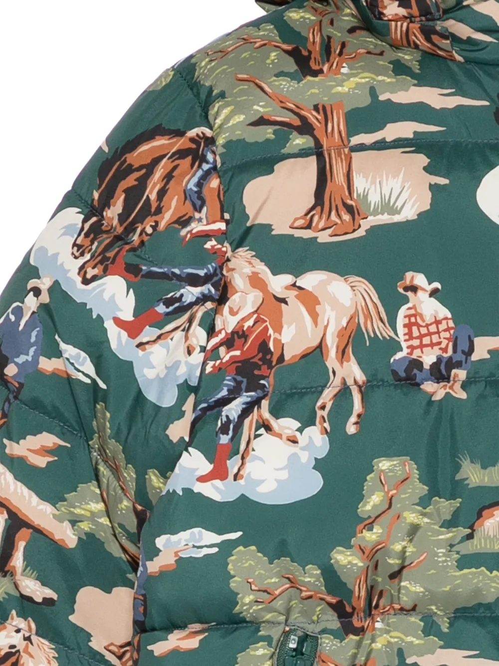 Stella McCartney Kids cowboy-print hooded puffer jacket Groen