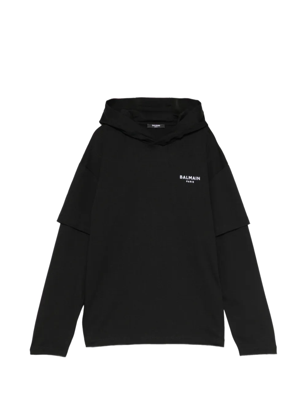 Balmain Kids layered-sleeve hoodie - Nero