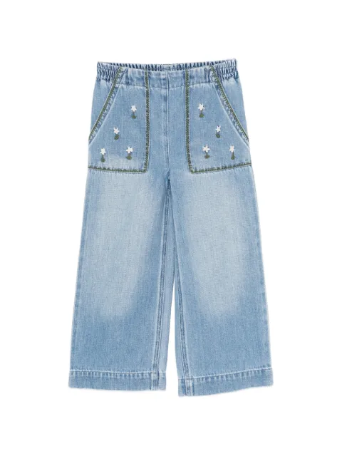 Stella McCartney Kids flower-embroidered jeans