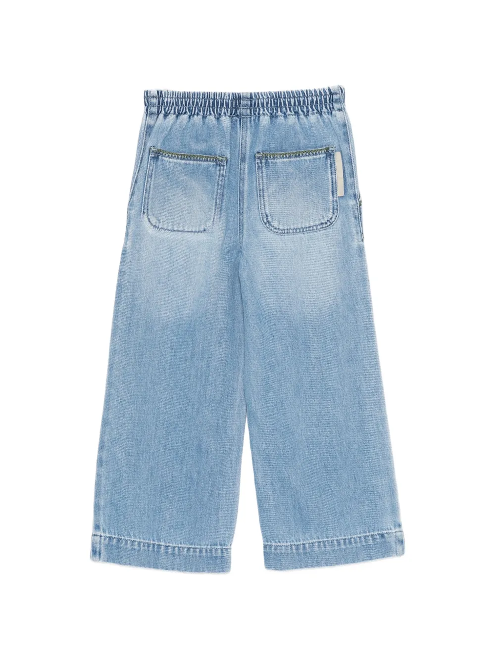 Stella McCartney Kids flower-embroidered jeans Blauw