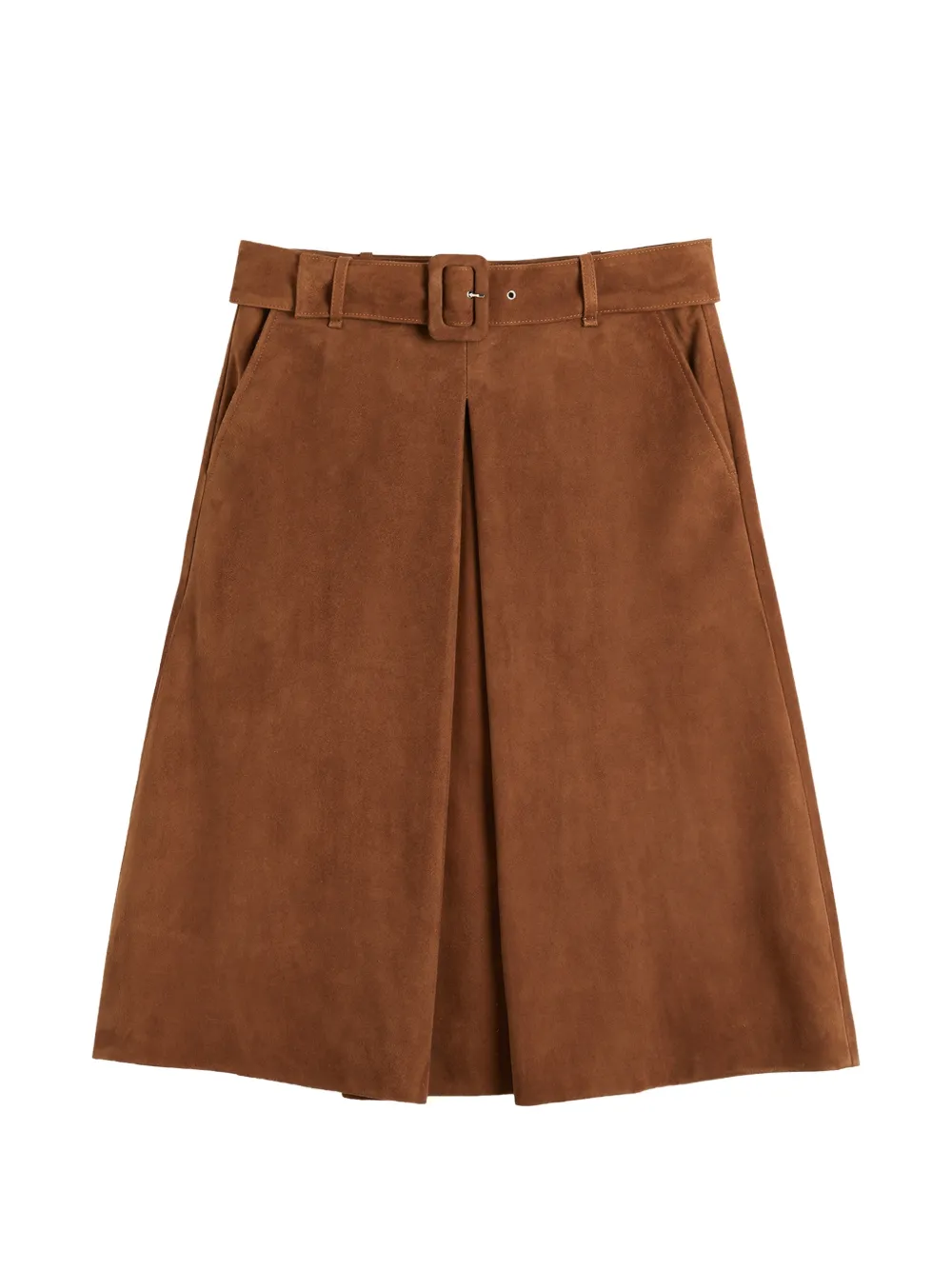 slowear belted box-pleat midi skirt - Braun