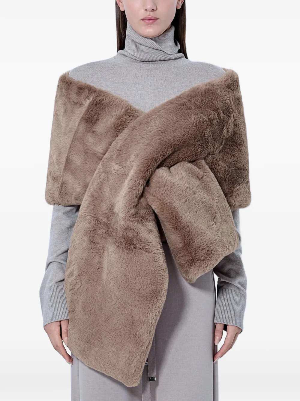 Max Mara faux-fur wrap stole - Nude