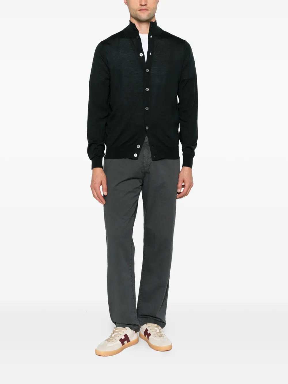 Filippo De Laurentiis button-up high-neck cardigan Groen