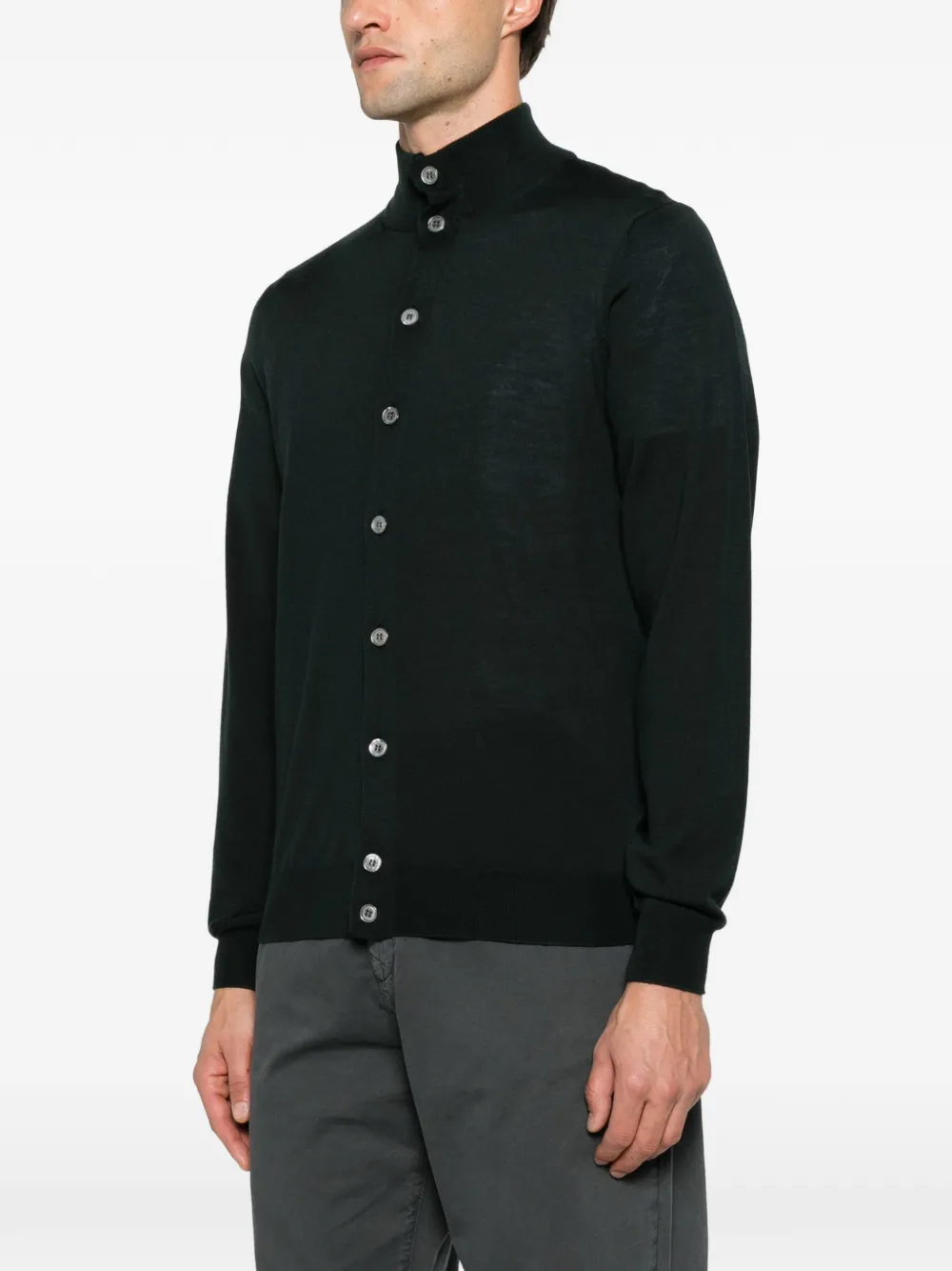 Filippo De Laurentiis button-up high-neck cardigan Groen