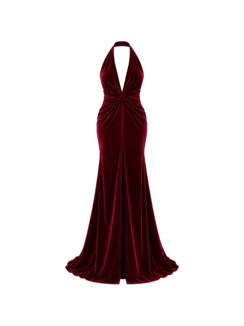 ROSERRY Sienna twist-detail velvet maxi gown