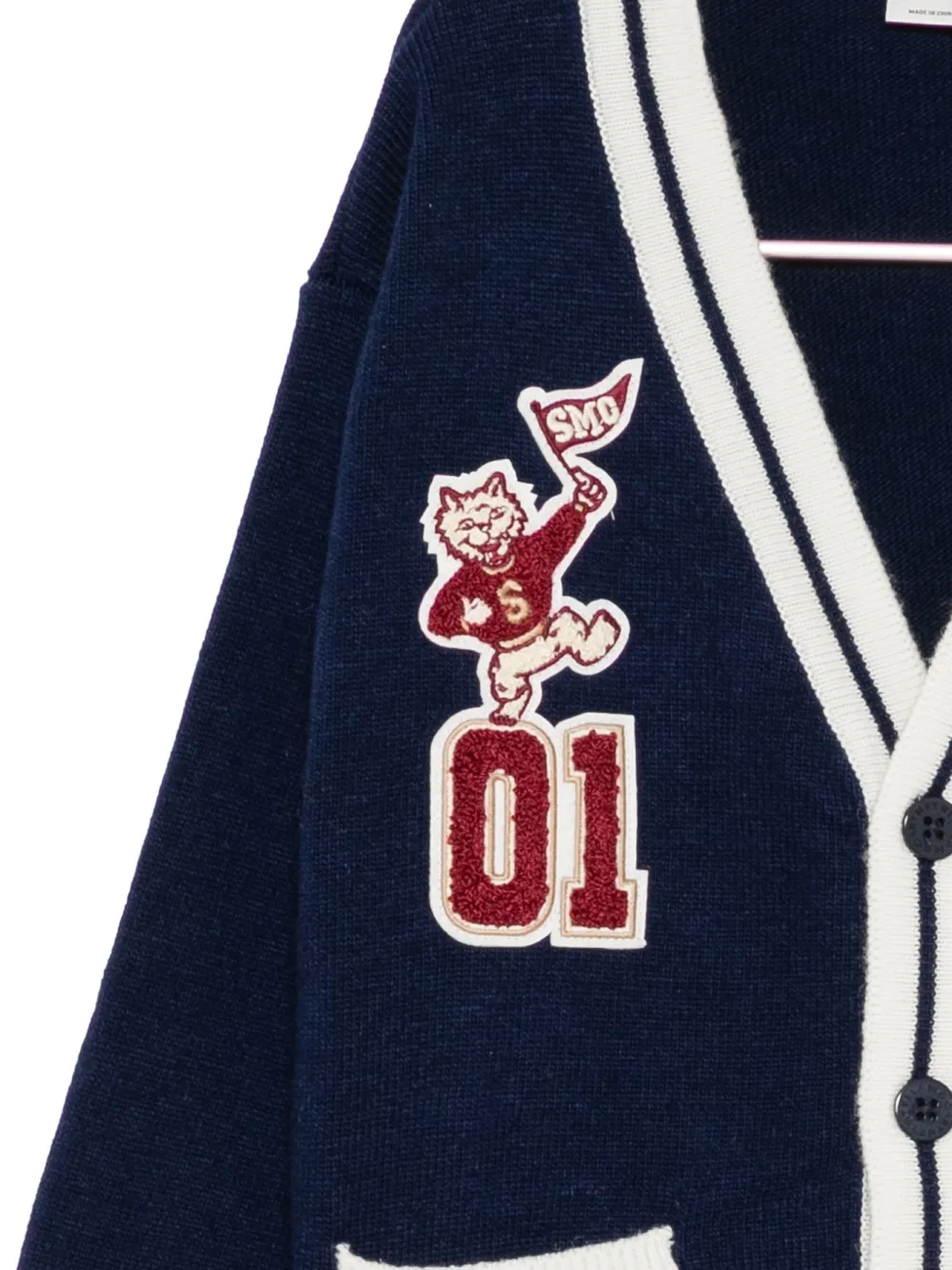 Stella McCartney Kids logo-badge cardigan Blauw