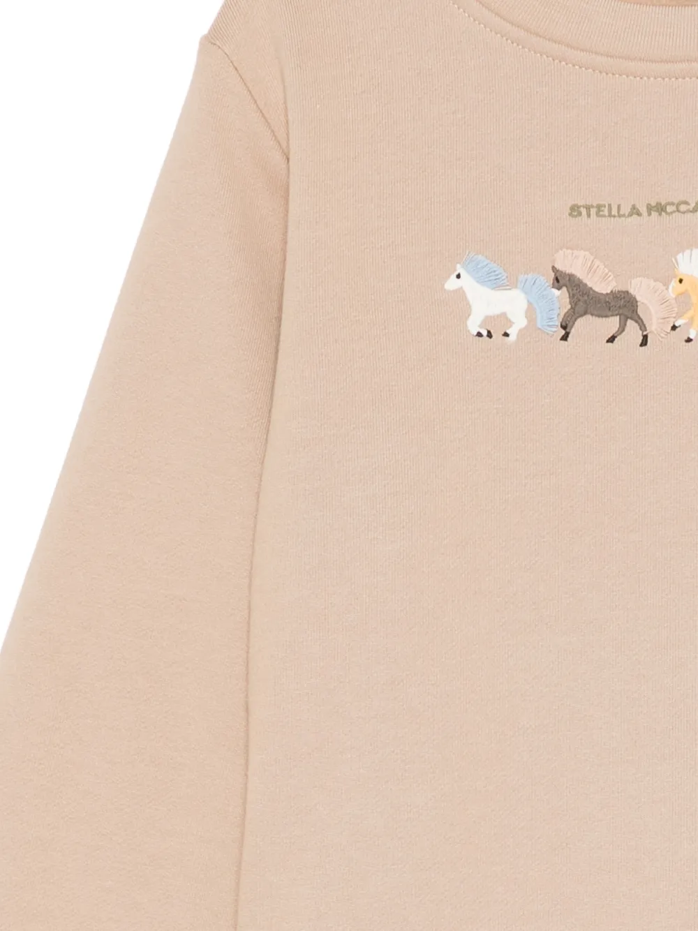 Stella McCartney Kids horse-embroidered logo-print sweater Beige