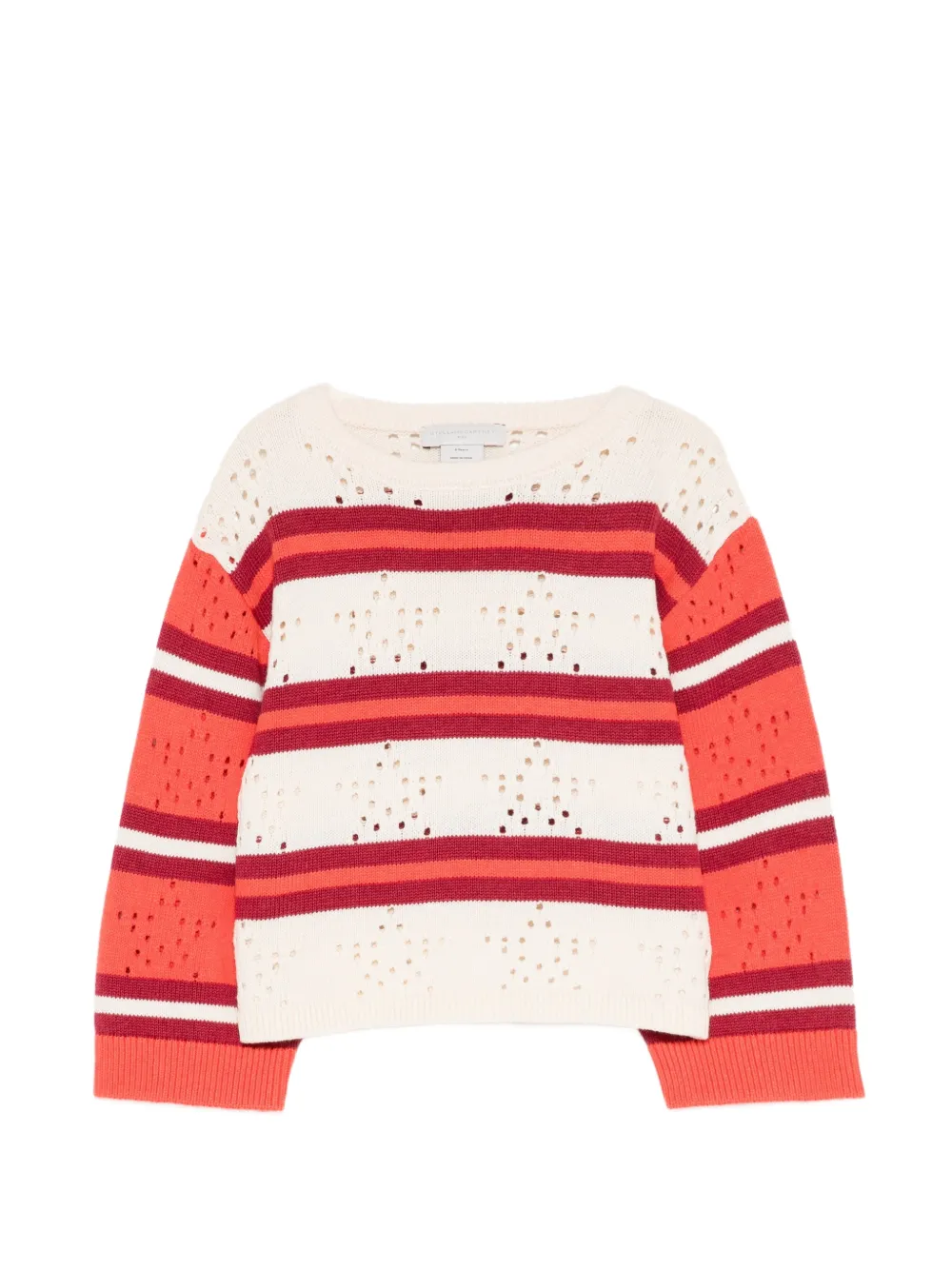 Stella McCartney Kids striped pointelle-knit sweater - Toni neutri