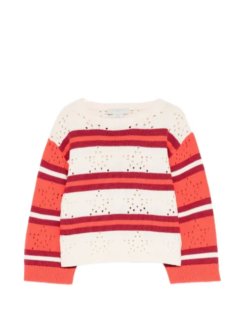 Stella McCartney Kids suéter de tejido calado con motivo de rayas