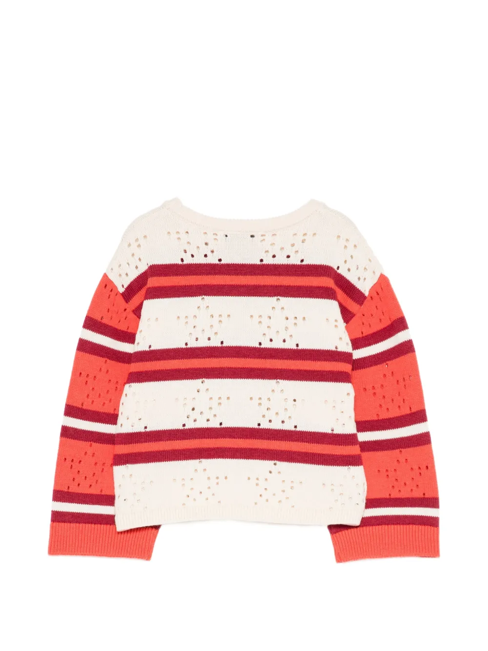 Stella McCartney Kids striped pointelle-knit sweater Beige