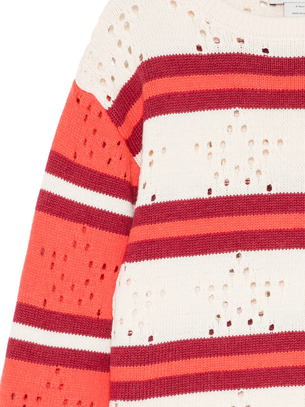 Stella McCartney Kids striped pointelle-knit sweater Beige