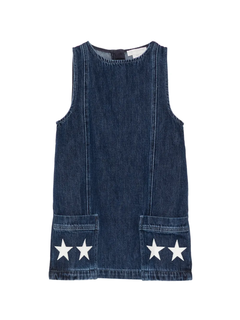 Stella McCartney Kids star-patchwork sleeveless dress - Blu