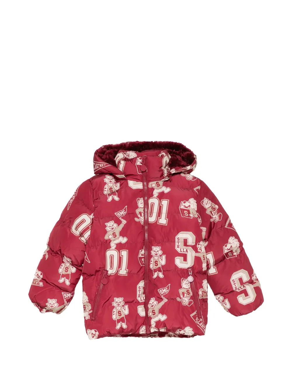 Stella McCartney Kids graphic-print padded coat Rood